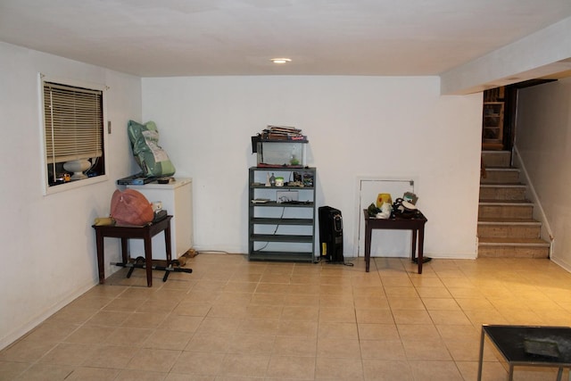 interior space with light tile patterned floors