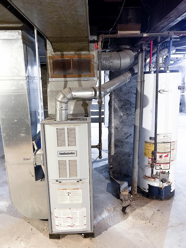 utility room with water heater