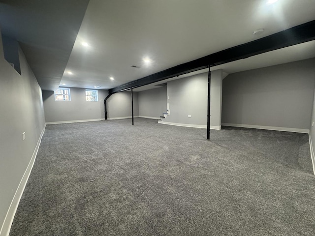 basement featuring carpet floors