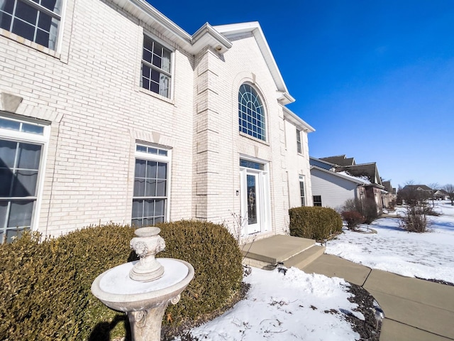 view of snow covered exterior