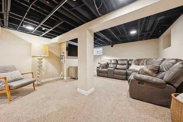 living room with carpet flooring