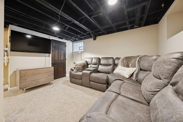 view of carpeted cinema room