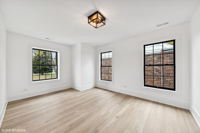 unfurnished room with plenty of natural light and light wood-type flooring