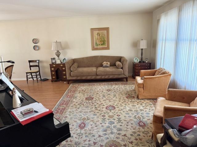 living room with hardwood / wood-style flooring