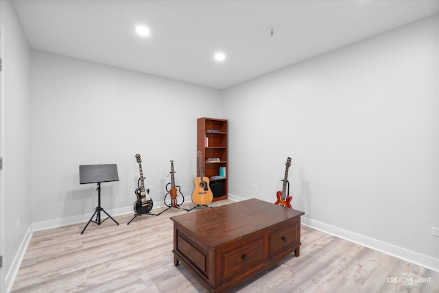 office area featuring light hardwood / wood-style floors