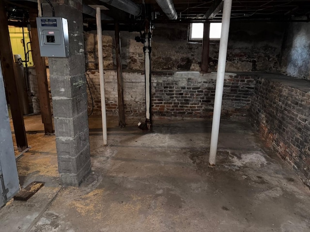 basement with electric panel