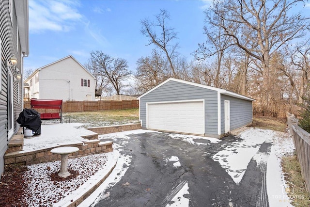 view of snow covered garage