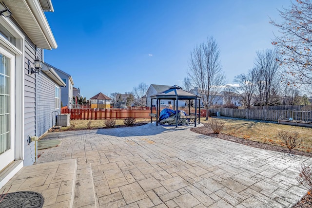 view of patio featuring a gazebo