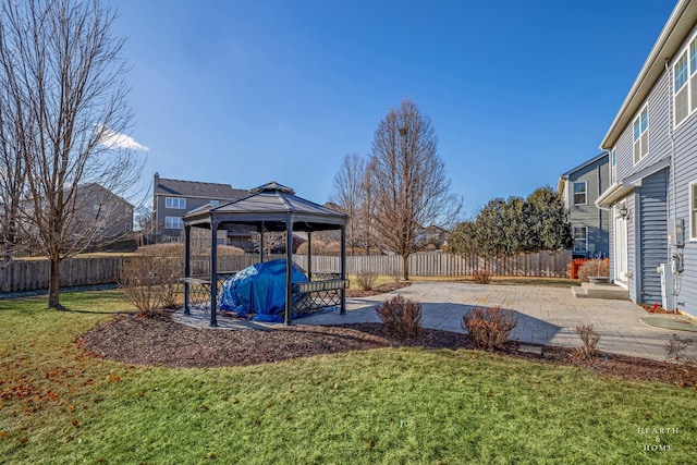 view of yard with a gazebo and a patio