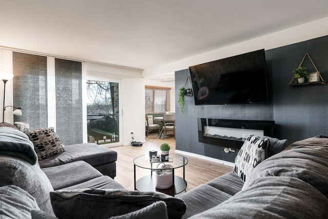 living room with light hardwood / wood-style flooring