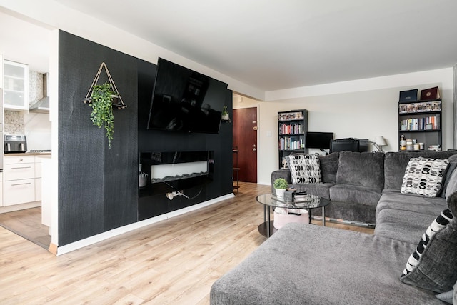 living room with light wood-type flooring