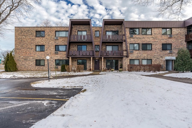 view of snow covered building