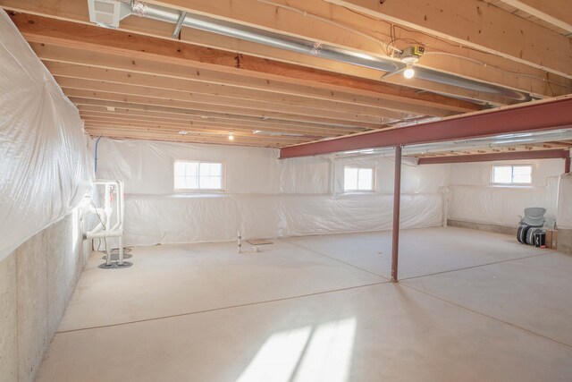 basement with a healthy amount of sunlight