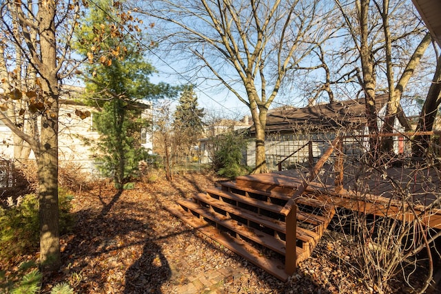 view of yard featuring a deck