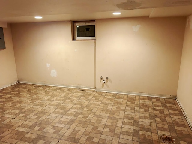 basement with electric panel