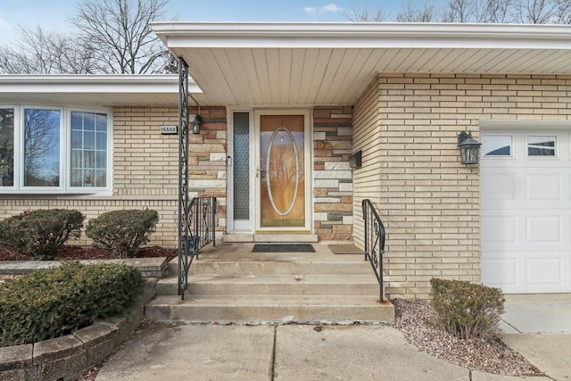 property entrance with a garage