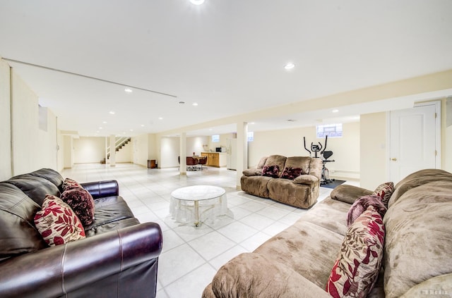 view of tiled living room