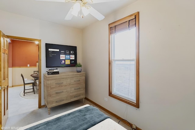 bedroom featuring ceiling fan