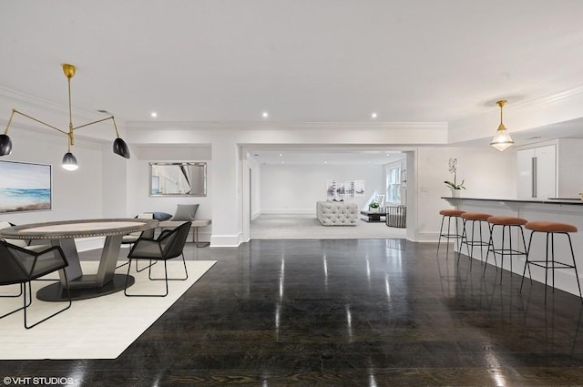 interior space featuring ornamental molding