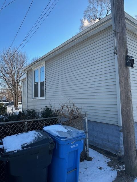 view of snow covered exterior