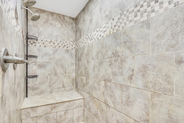 interior details featuring tiled shower