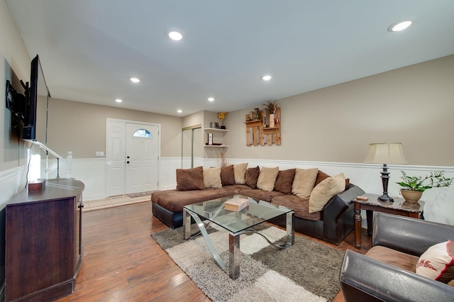 living room featuring wood-type flooring