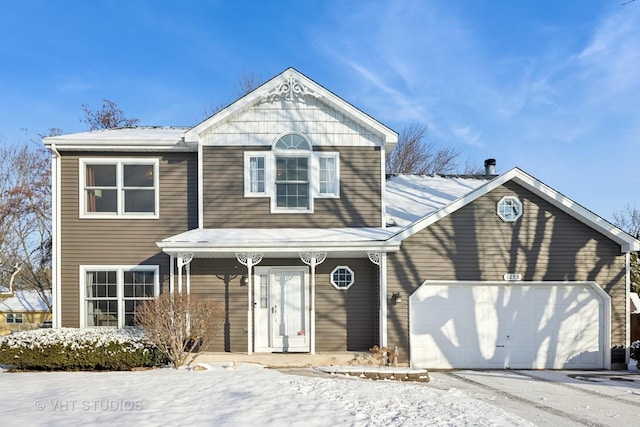 front facade with a garage