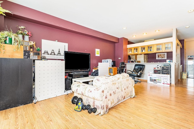 living room with hardwood / wood-style floors