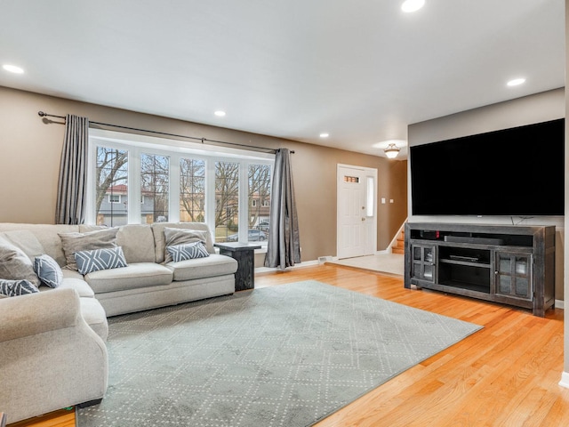 living room with hardwood / wood-style floors