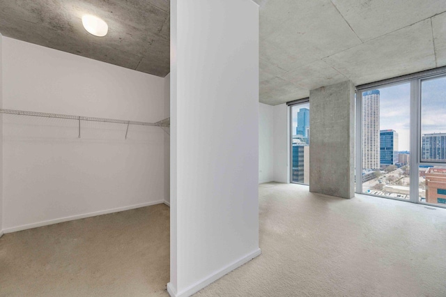 walk in closet featuring carpet flooring