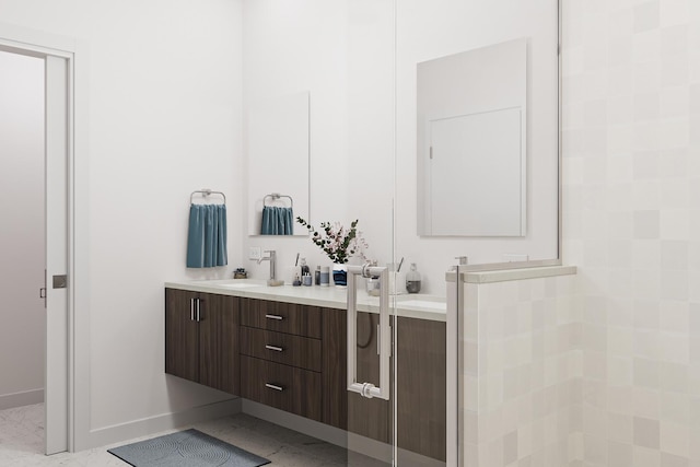 5114 S Kenwood Ave Unit Phb, Chicago, IL 60615 - full bath with vanity, a tile shower, and baseboards