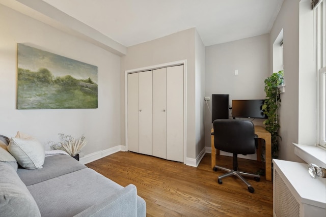 office area featuring light hardwood / wood-style flooring