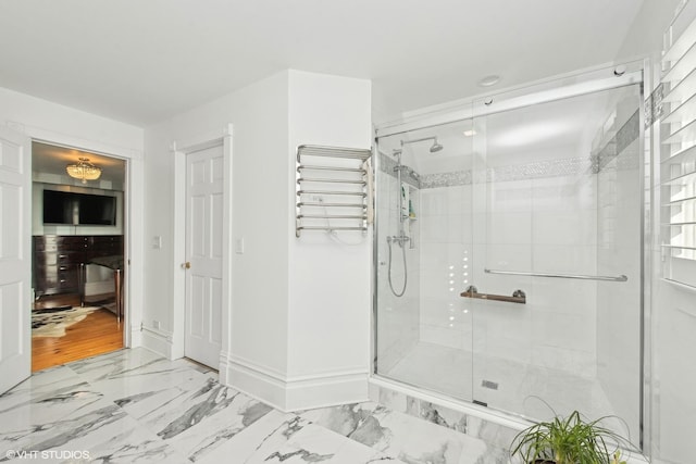 bathroom featuring walk in shower