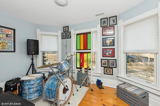 interior space with hardwood / wood-style floors