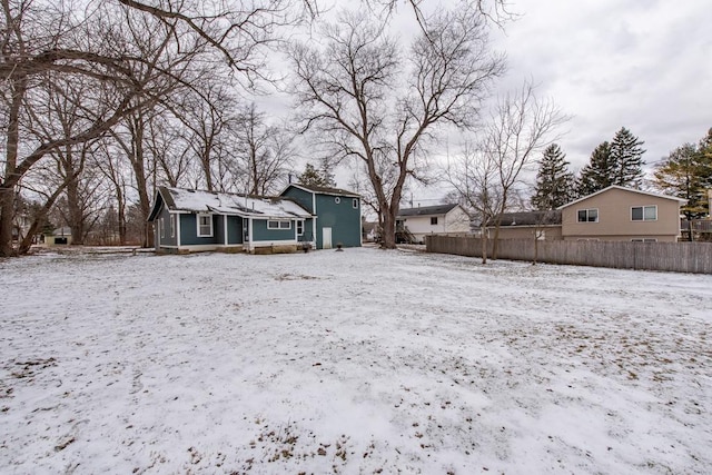 view of yard covered in snow