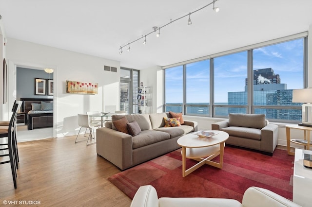 living room featuring hardwood / wood-style flooring