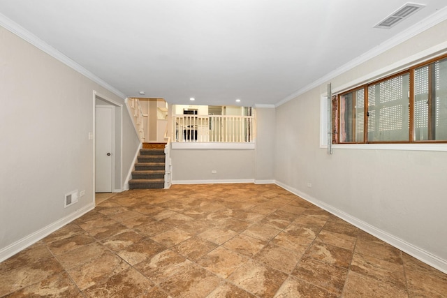 spare room featuring ornamental molding