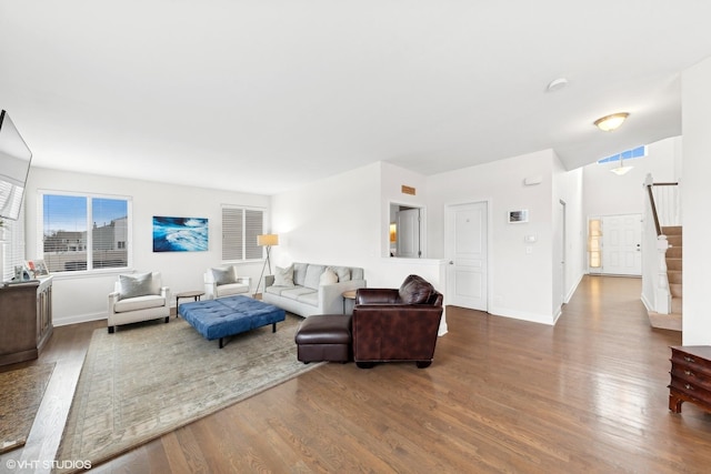 living room with hardwood / wood-style floors