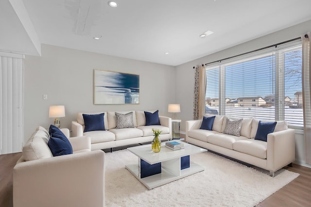 living room with hardwood / wood-style floors