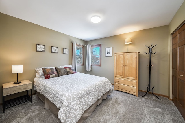 carpeted bedroom featuring a closet