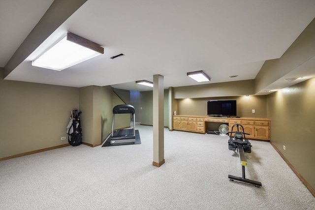 exercise room with carpet