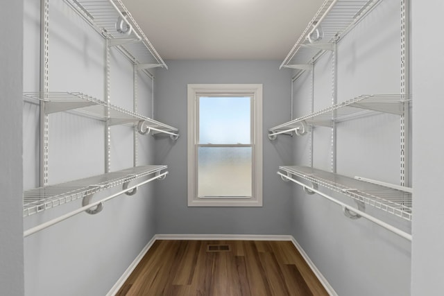 spacious closet with hardwood / wood-style floors