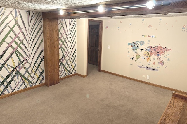 basement with light carpet