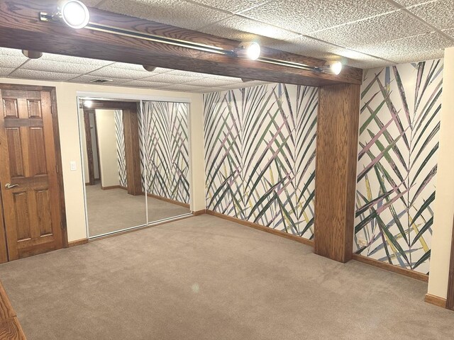 basement featuring carpet floors