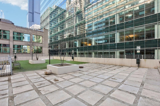 view of community with a patio area