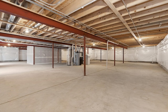 basement with water heater