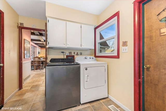 laundry room featuring cabinets and separate washer and dryer