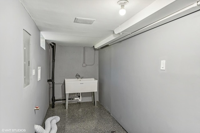 basement with sink