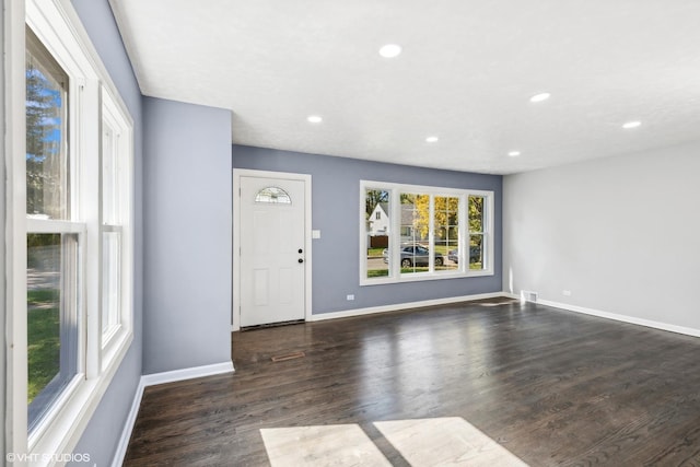 foyer with dark wood-type flooring