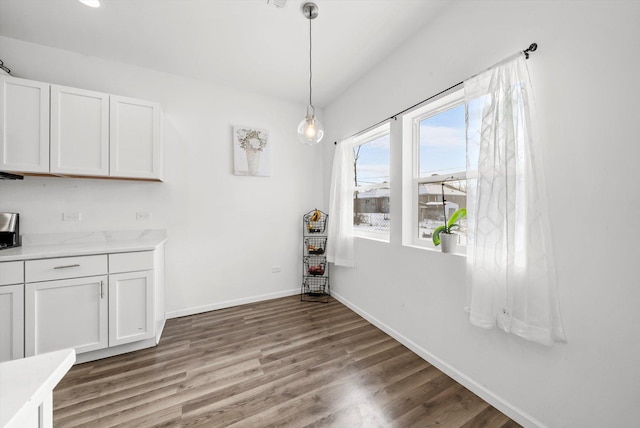 unfurnished dining area with hardwood / wood-style flooring